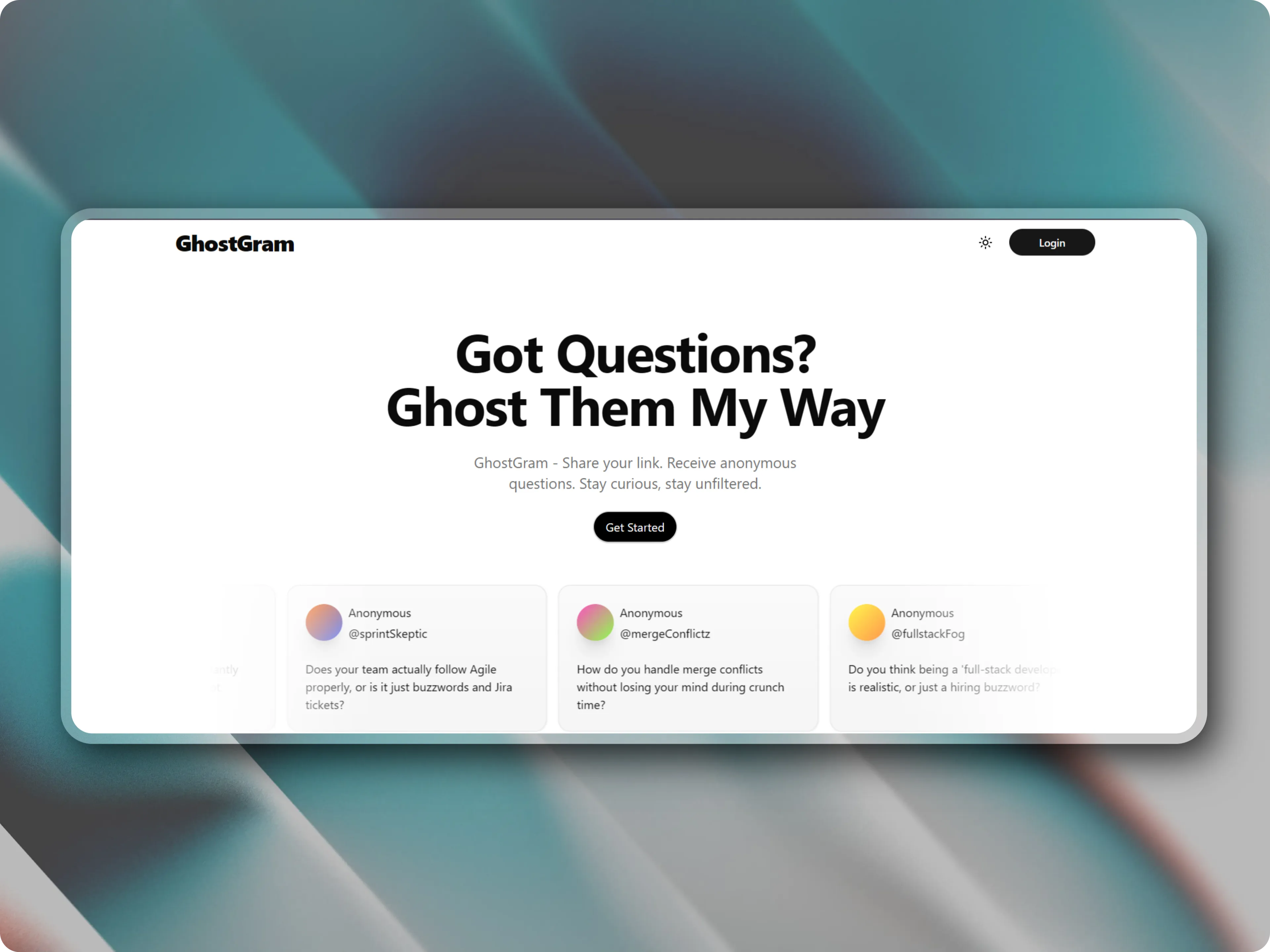 GhostGram — Anonymous Q&A Platform